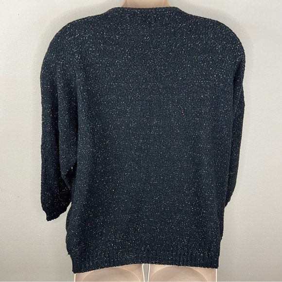 2x Vintage 🌈 Domani Black Rainbow Knit Sweater Long Sleeve Plus - Picture 5 of 8